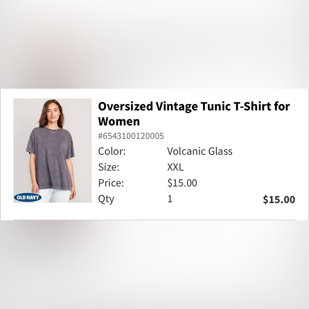 Oversized Vintage Tunic T-Shirt - VOLCANIC GLASS *black images show fit only*